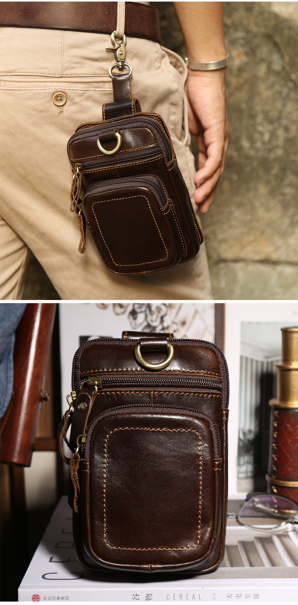 Large Capacity Leather Waist Bag