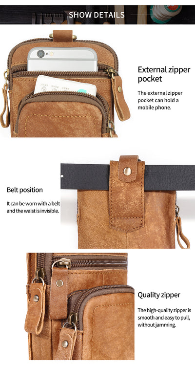 Large Capacity Leather Waist Bag