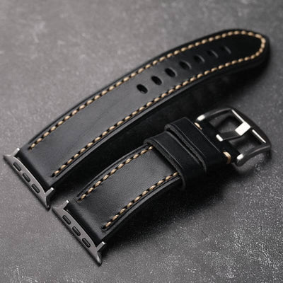 Black Stitched Leather Strap