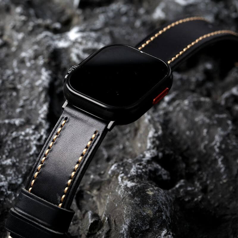 Black Stitched Leather Strap