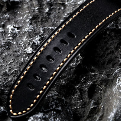 Black Stitched Leather Strap