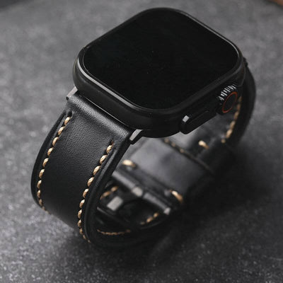 Black Stitched Leather Strap