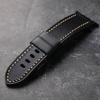 Black Stitched Leather Strap