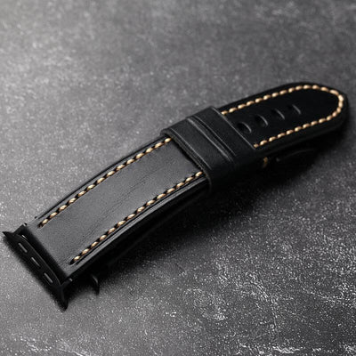 Black Stitched Leather Strap